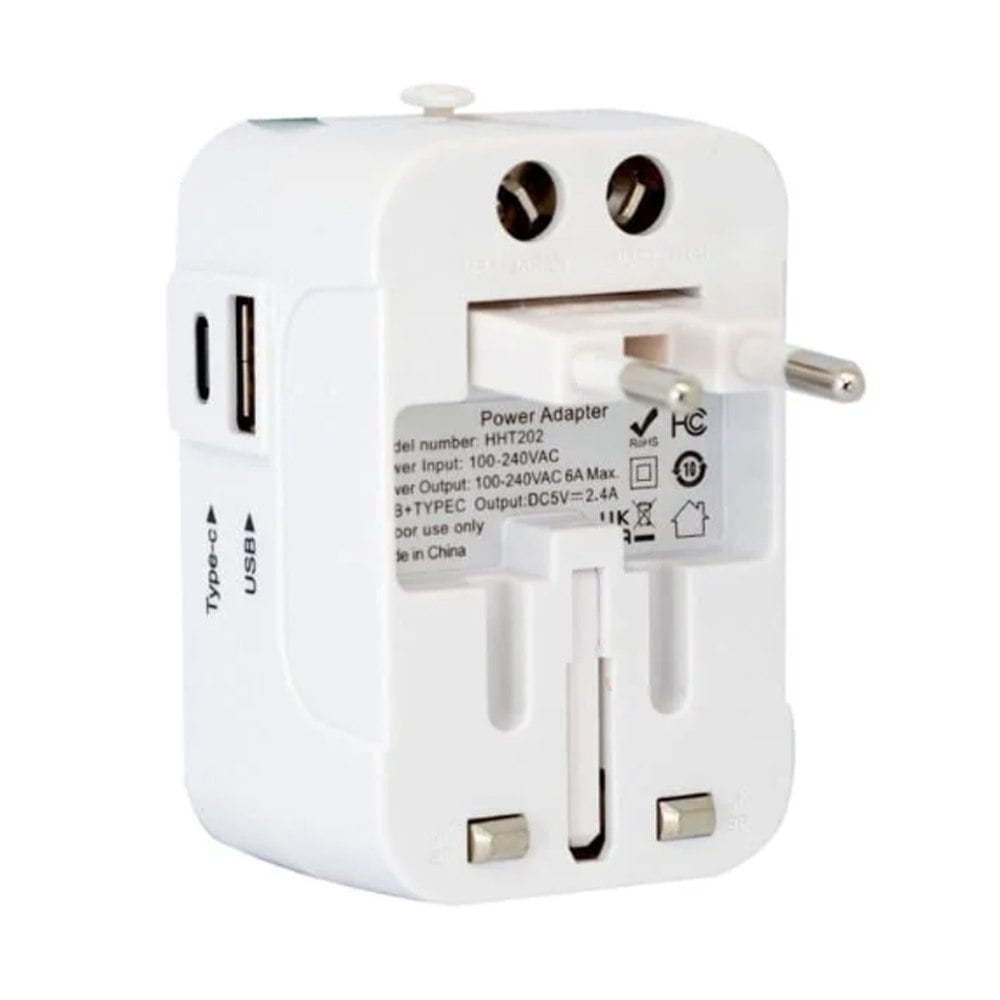 ADAPTADOR INTERNACIONAL ENCHUFE UNIVERSAL VIAJERO 110V 220V + 1 USB + 1 TIPO C S2011SANTOFA ELECTRONICS - 1