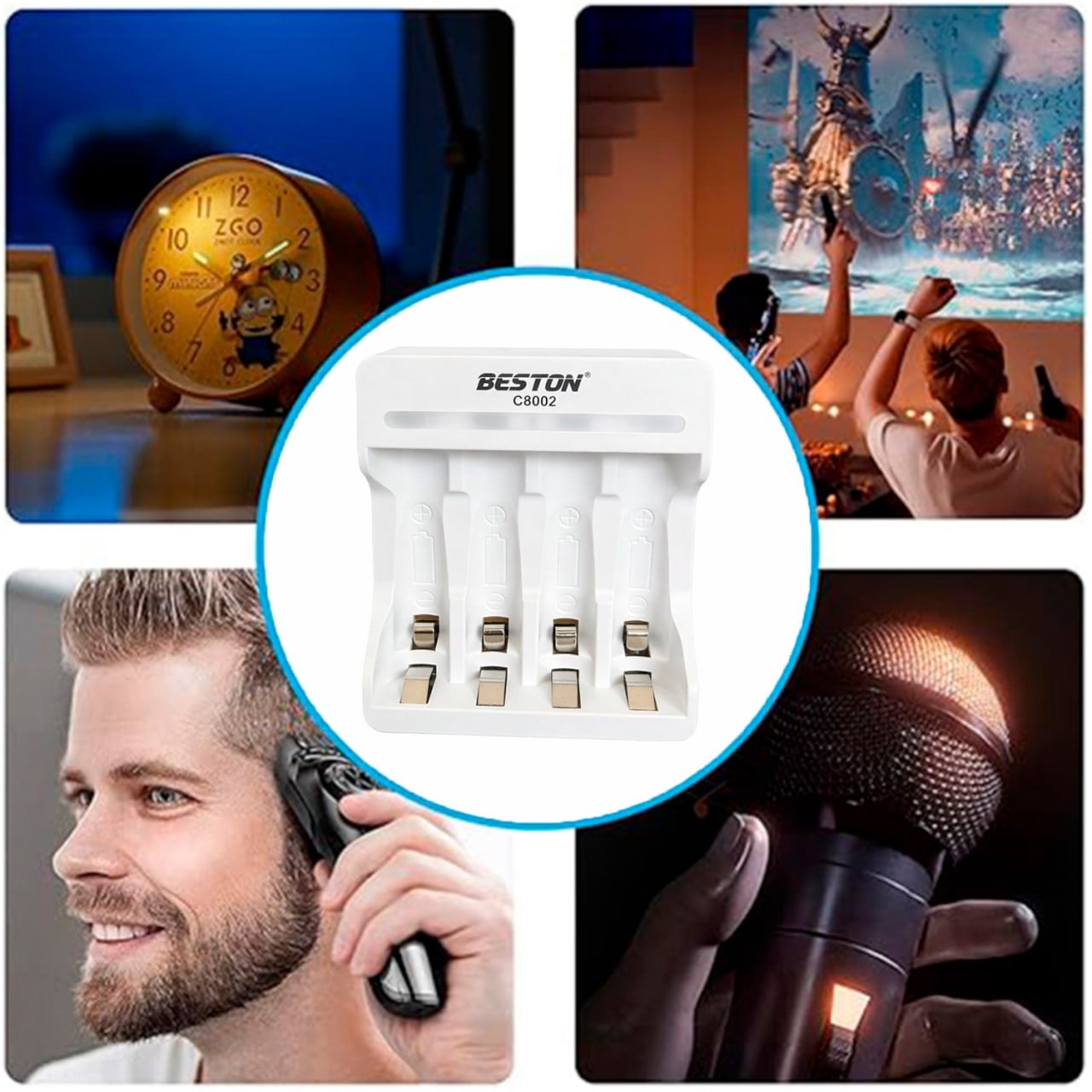 KIT CARGADOR INTELIGENTE DE PILAS + 4AA Y 4AAA NI-MH 4 PUESTOS SANTOFA ELECTRONICS S2019 - 6