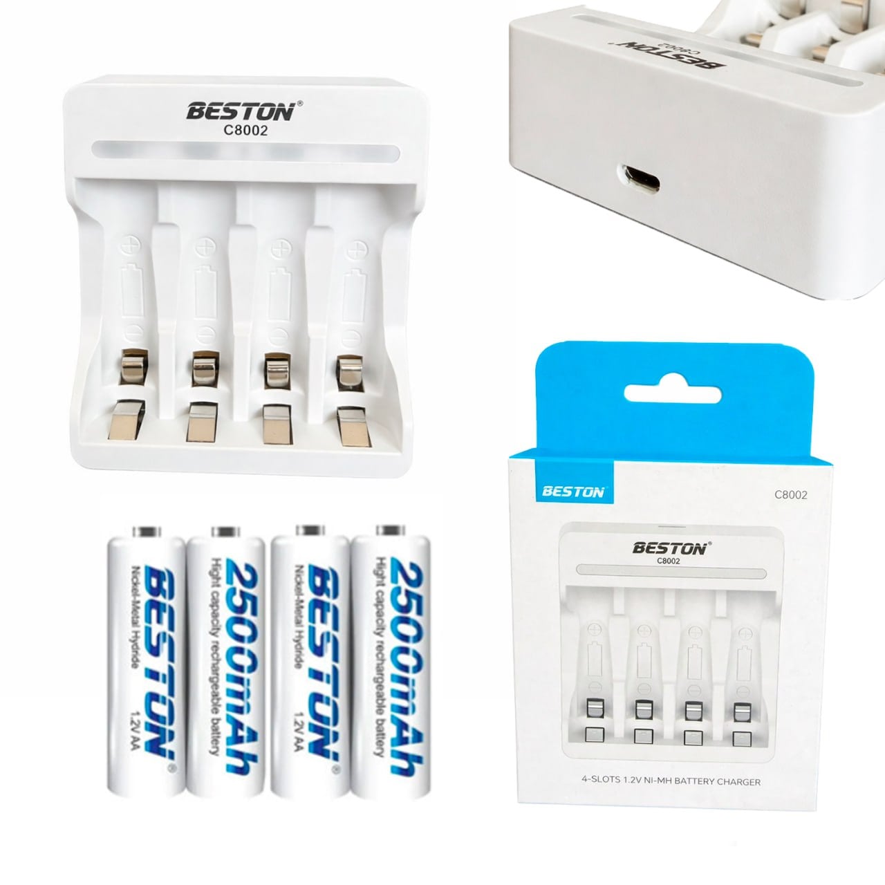 KIT CARGADOR INTELIGENTE DE PILAS + 4AA NI-MH 4 PUESTOS SANTOFA ELECTRONICS S2020 - 2
