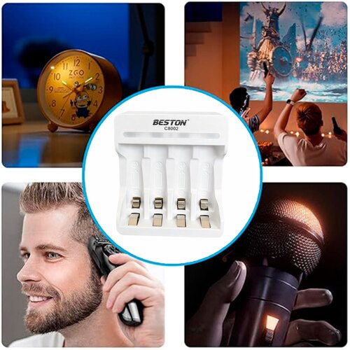KIT CARGADOR INTELIGENTE DE PILAS + 4 AAA NI-MH 4 PUESTOS BESTON C8002 SANTOFA ELECTRONICS S2021 - 5