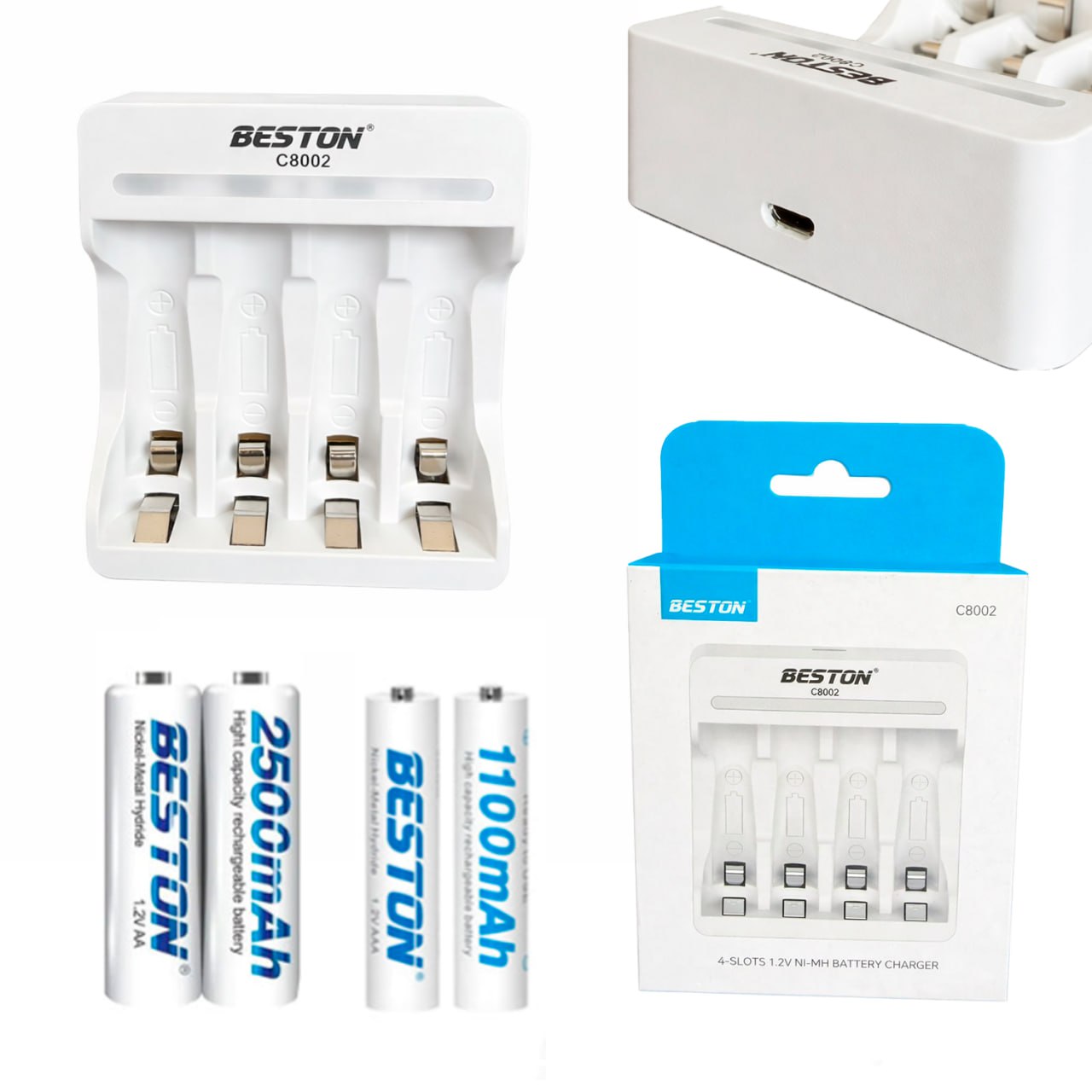 KIT CARGADOR INTELIGENTE DE PILAS 2 AA + 2 AAA NI-MH 4 PUESTOS SANTOFA ELECTRONICS S2022 - 2