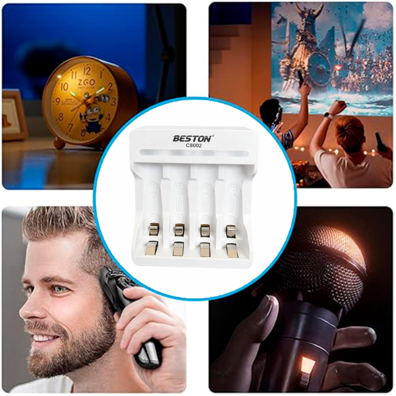 KIT CARGADOR INTELIGENTE DE PILAS 2 AA + 2 AAA NI-MH 4 PUESTOS SANTOFA ELECTRONICS S2022 - 5