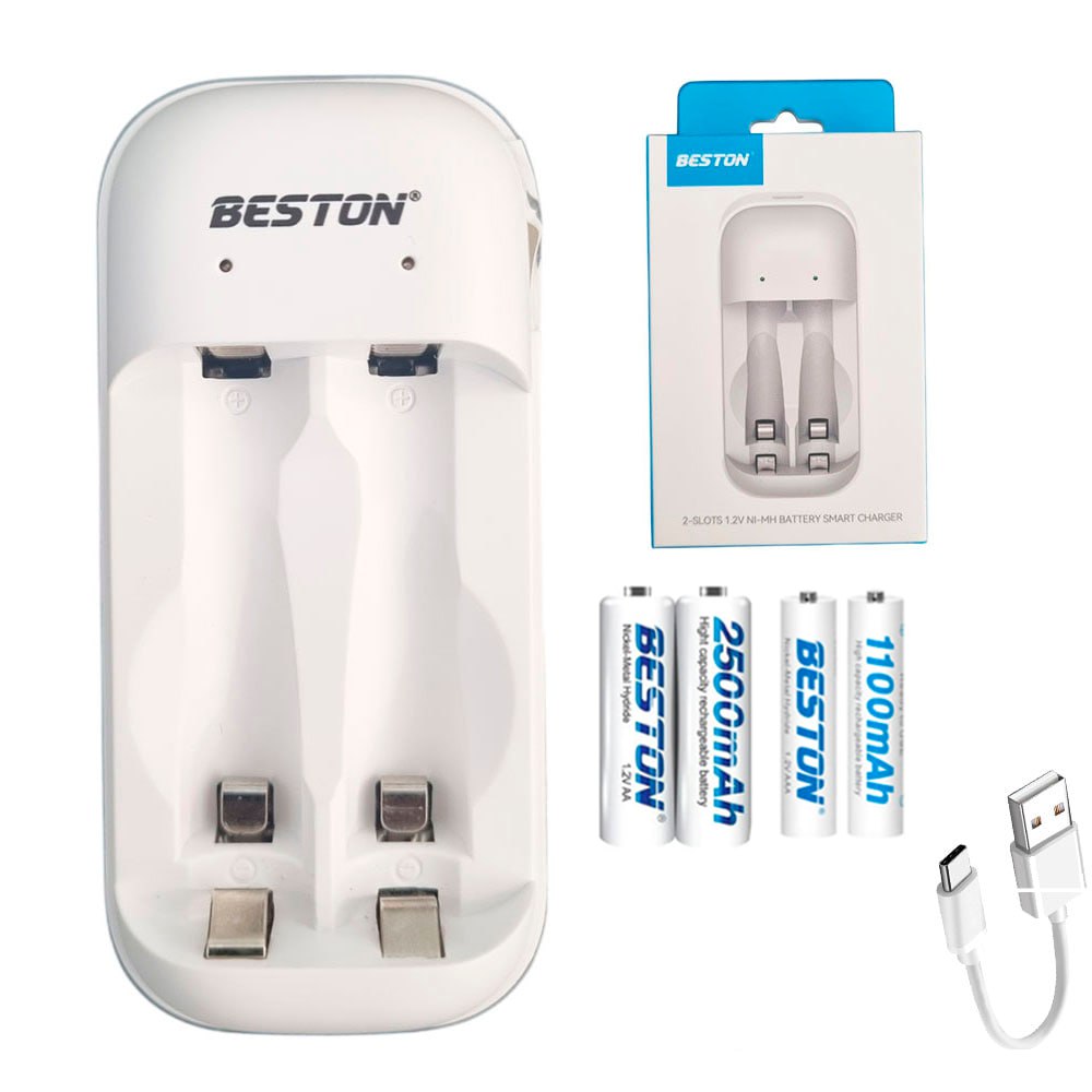 CARGADOR INTELIGENTE DE PILAS + 2 AA Y 2 AAA NI-MH 2 PUESTOS SANTOFA ELECTRONICS S2024 - 2