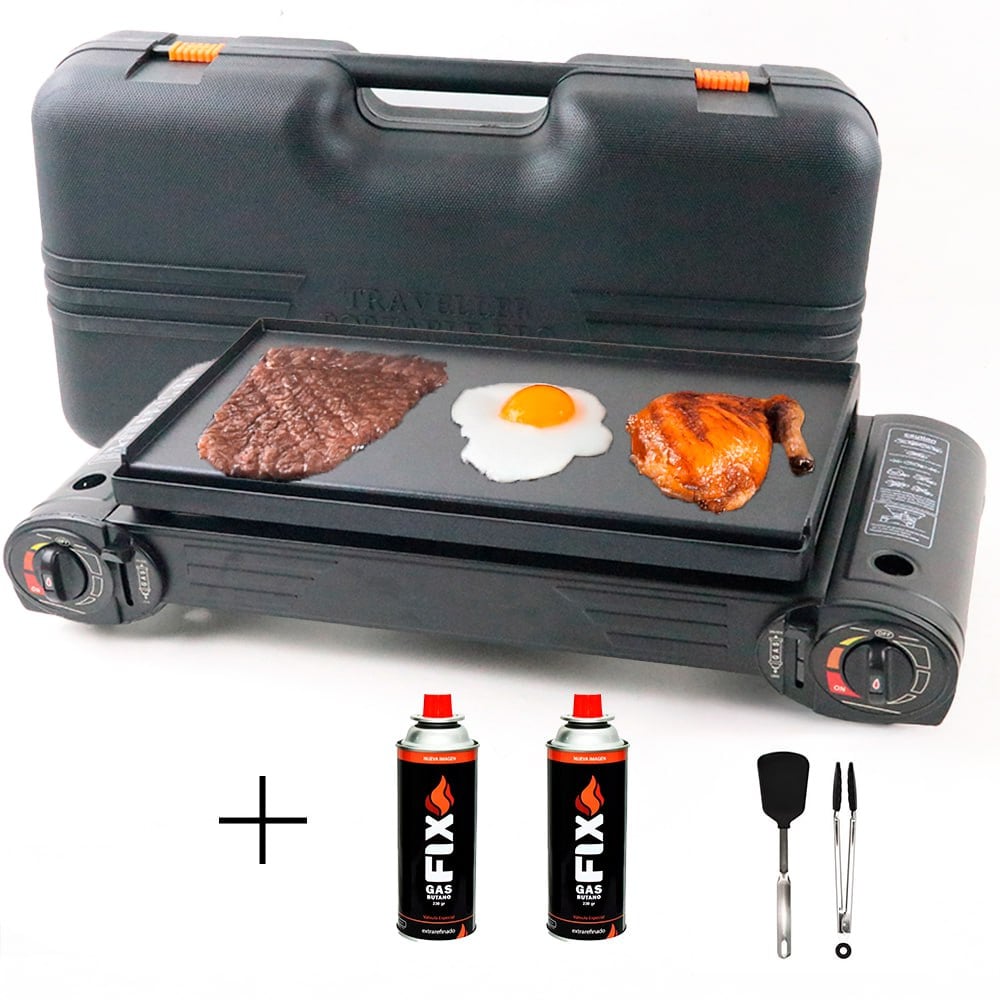 COCINA PARRILLERA PORTÁTIL CON MALETÍN + 2 GAS BUTANO FIX SANTOFA ELECTRONICS - 3
