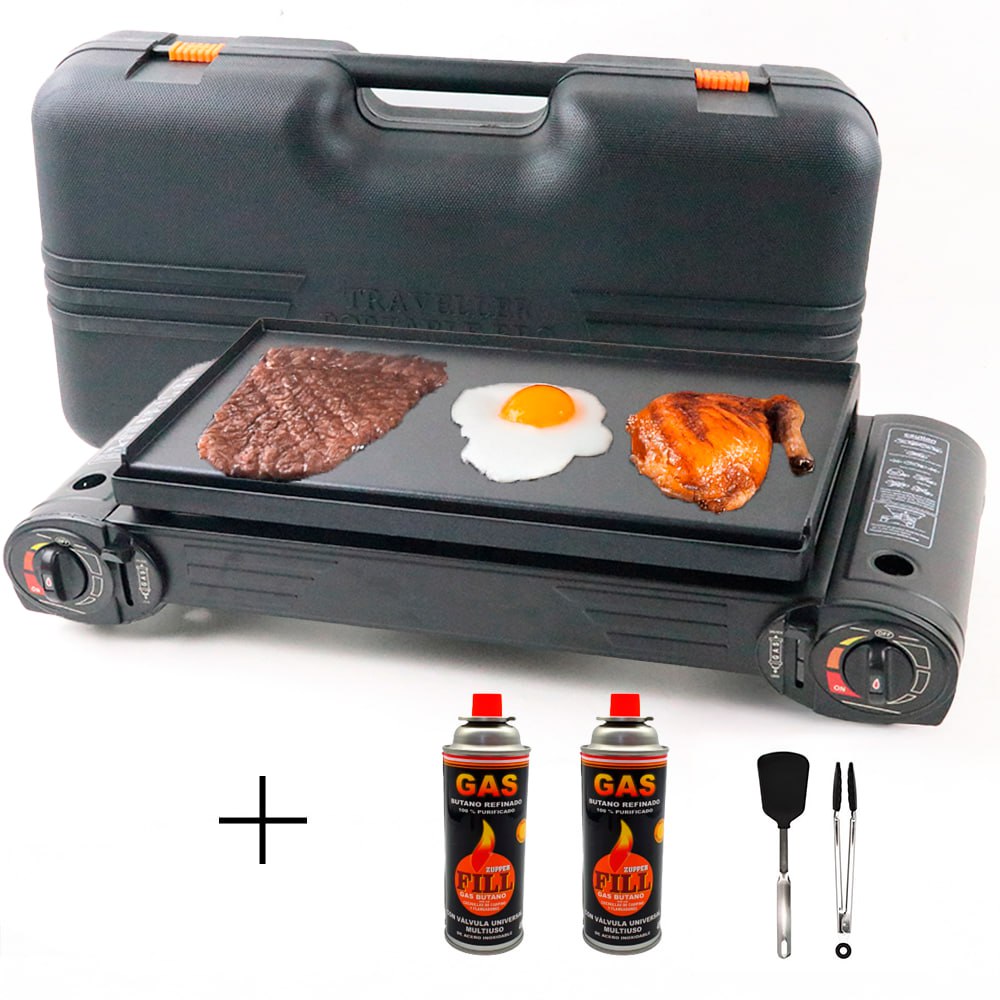 COCINA PARRILLERA PORTÁTIL CON MALETÍN + 2 GAS BUTANO 2FILL SANTOFA ELECTRONICS - 2