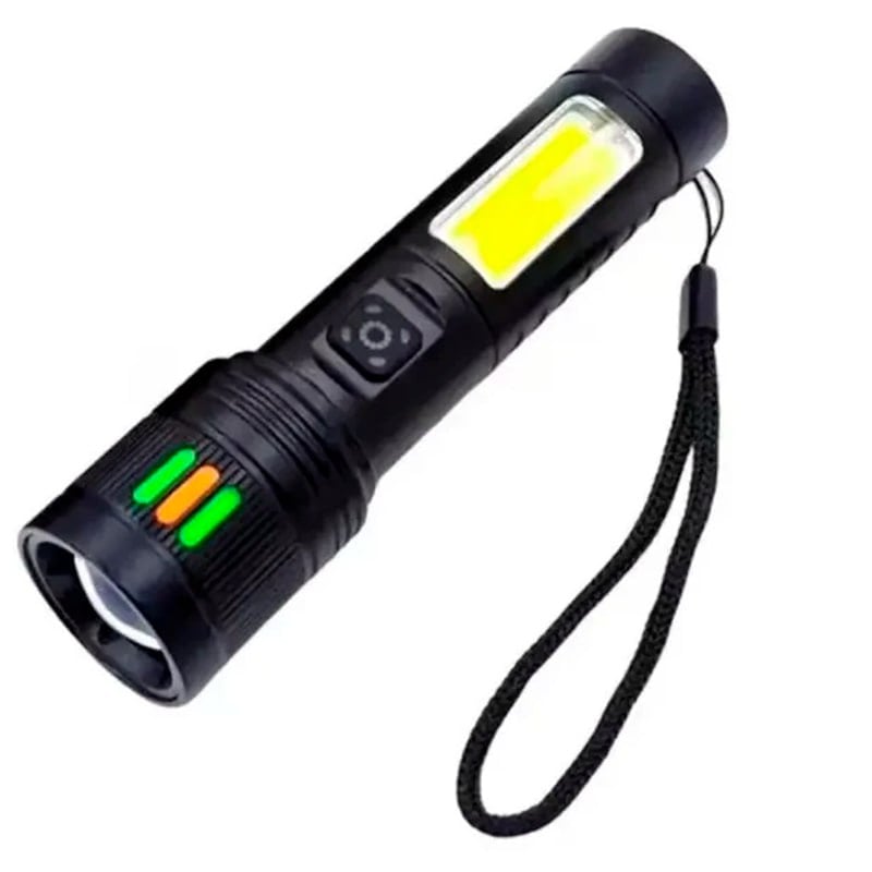 LINTERNA TÁCTICA LED RECARGABLE USB CON LUZ LATERAL COB SANTOFA ELECTRONICS S2030 - 1