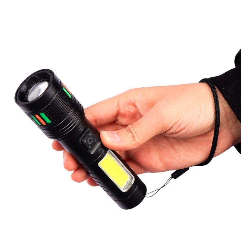 LINTERNA TÁCTICA LED RECARGABLE USB CON LUZ LATERAL COB SANTOFA ELECTRONICS S2030 - 5