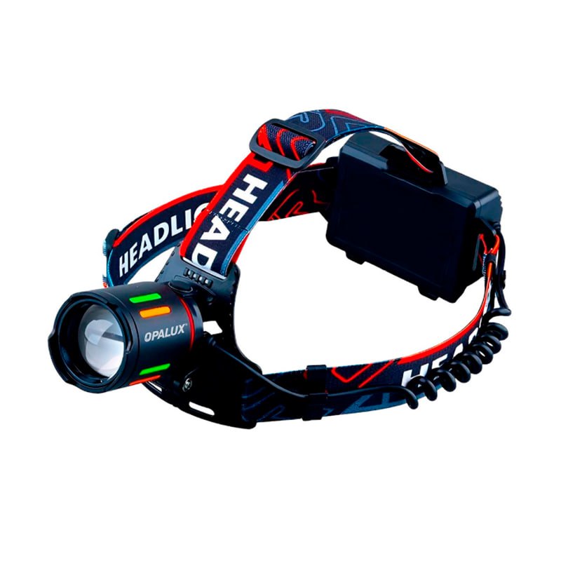LINTERNA FRONTAL RECARGABLE OPALUX 10W DUAL CON ZOOM 7 MODOS 18650 IPX3 SANTOFA ELECTRONICS S2034 - 1