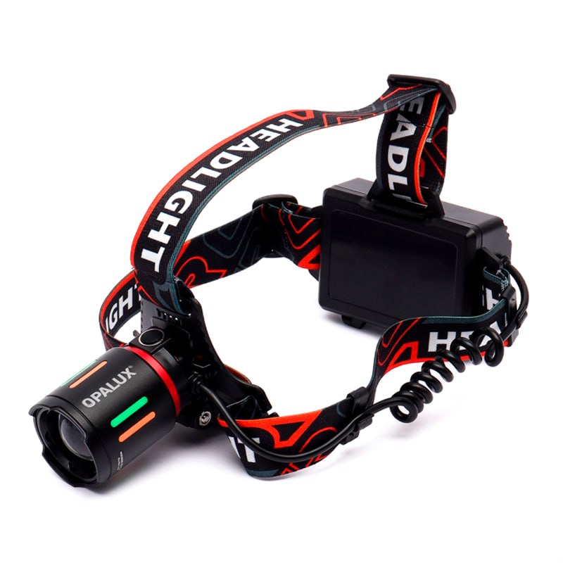 LINTERNA FRONTAL RECARGABLE OPALUX 10W DUAL CON ZOOM 7 MODOS 18650 IPX3 SANTOFA ELECTRONICS S2034 - 2