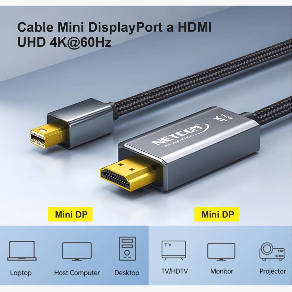 CABLE ADAPTADOR MINI DISPLAYPORT A HDMI DE 1.80 METROS NETCOM SATOFA ELECTRONICS S1402 - 3