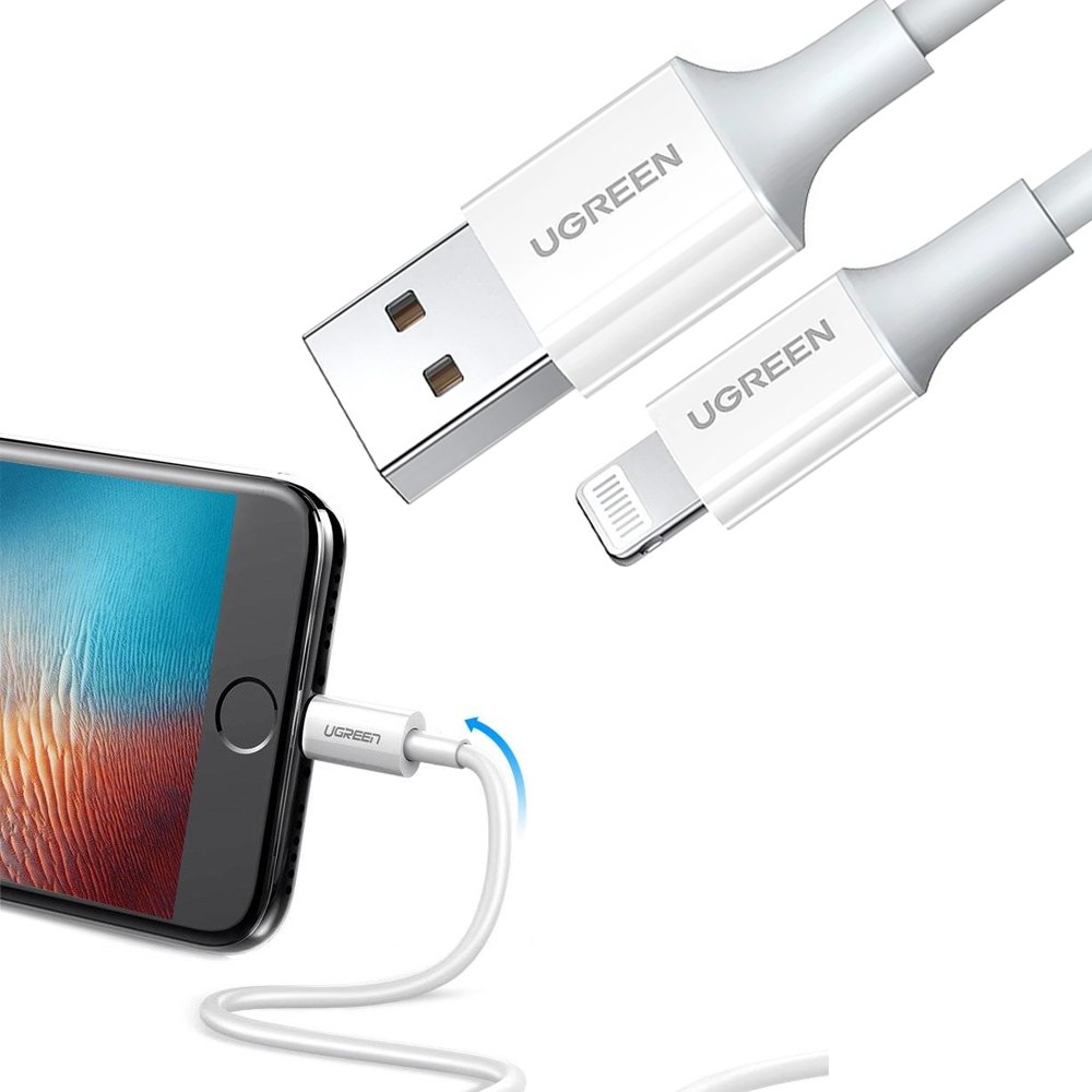 CABLE UGREEN USB-A A LIGHTNING 1 METRO CARGA RÁPIDA DATOS IPHONE SANTOFA ELECTRONICS S2052 - 4
