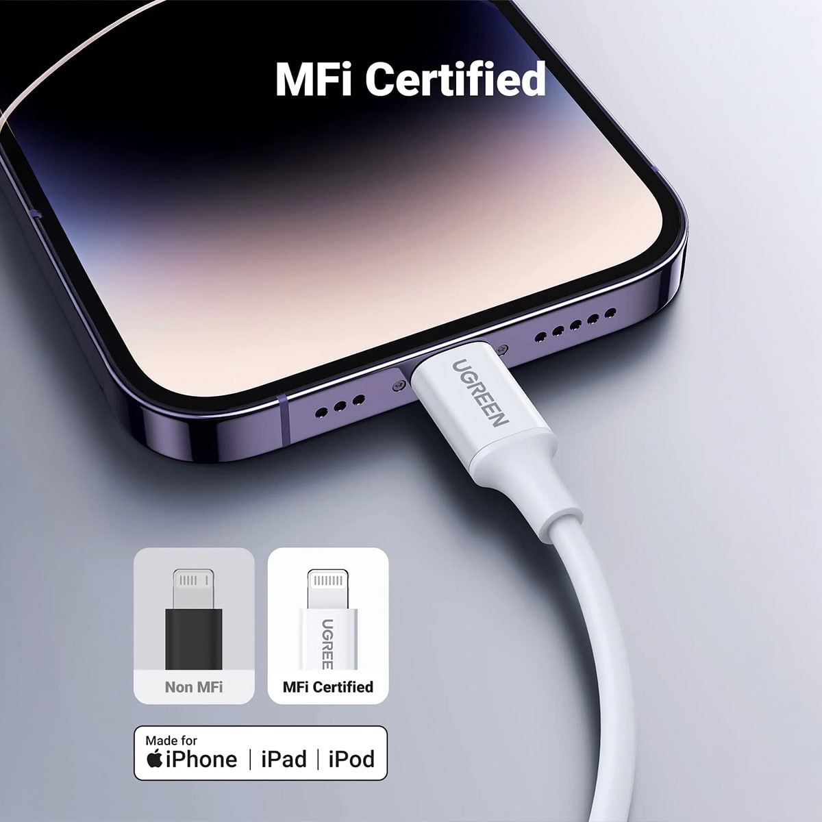 CABLE UGREEN TIPO C A LIGHTNING 1 METRO CARGA RÁPIDA PD 60W IPHONE SANTOFA ELECTRONICS S2053 - 7