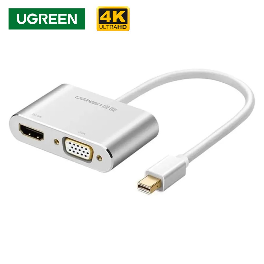 ADAPTADOR UGREEN MINI DISPLAYPORT A HDMI + VGA 4K CONVERSOR DE VIDEO 2 EN 1 SANTOFA ELECTRONICS S2054 - 2
