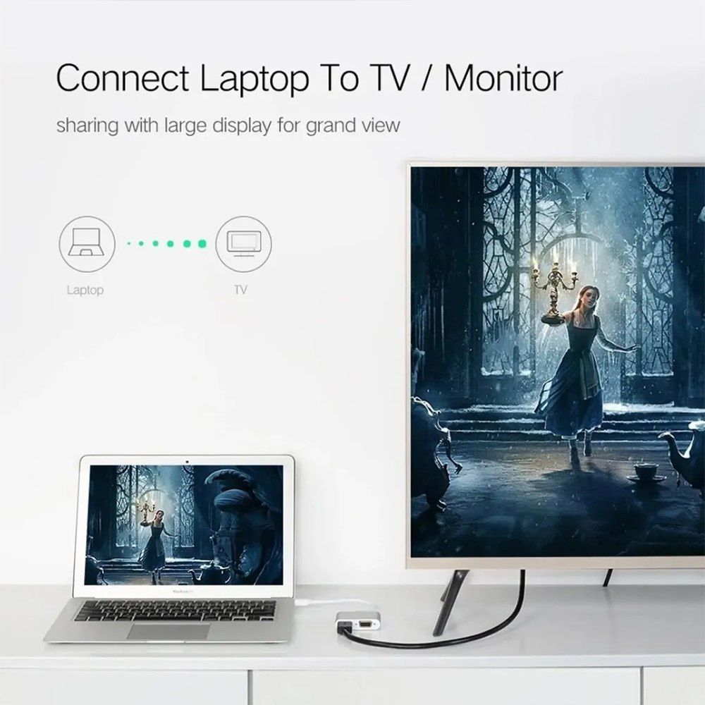 ADAPTADOR UGREEN MINI DISPLAYPORT A HDMI + VGA 4K CONVERSOR DE VIDEO 2 EN 1 SANTOFA ELECTRONICS S2054 - 5