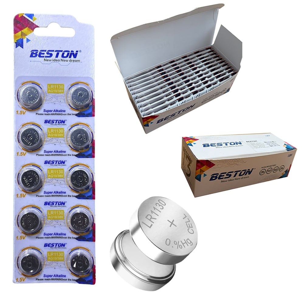 CAJA X 20 BLÍSTERS X 10 BATERIAS LR1130 BESTON AG10 / 389A 1.5V PILAS BOTON SANTOFA ELECTRONICS  S2055 - 2