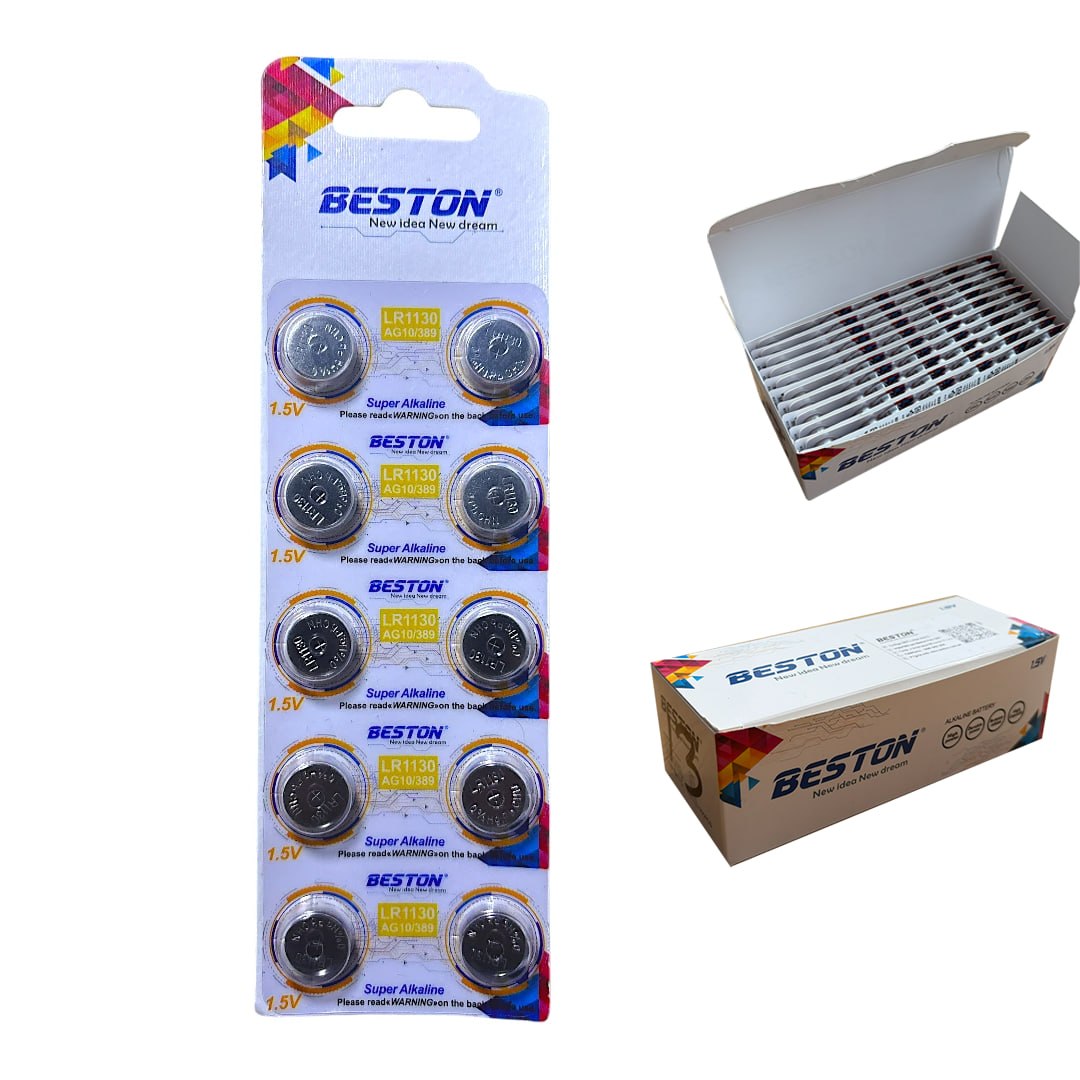 CAJA X 20 BLÍSTERS X 10 BATERIAS LR1130 BESTON AG10 / 389A 1.5V PILAS BOTON SANTOFA ELECTRONICS  S2055 - 4