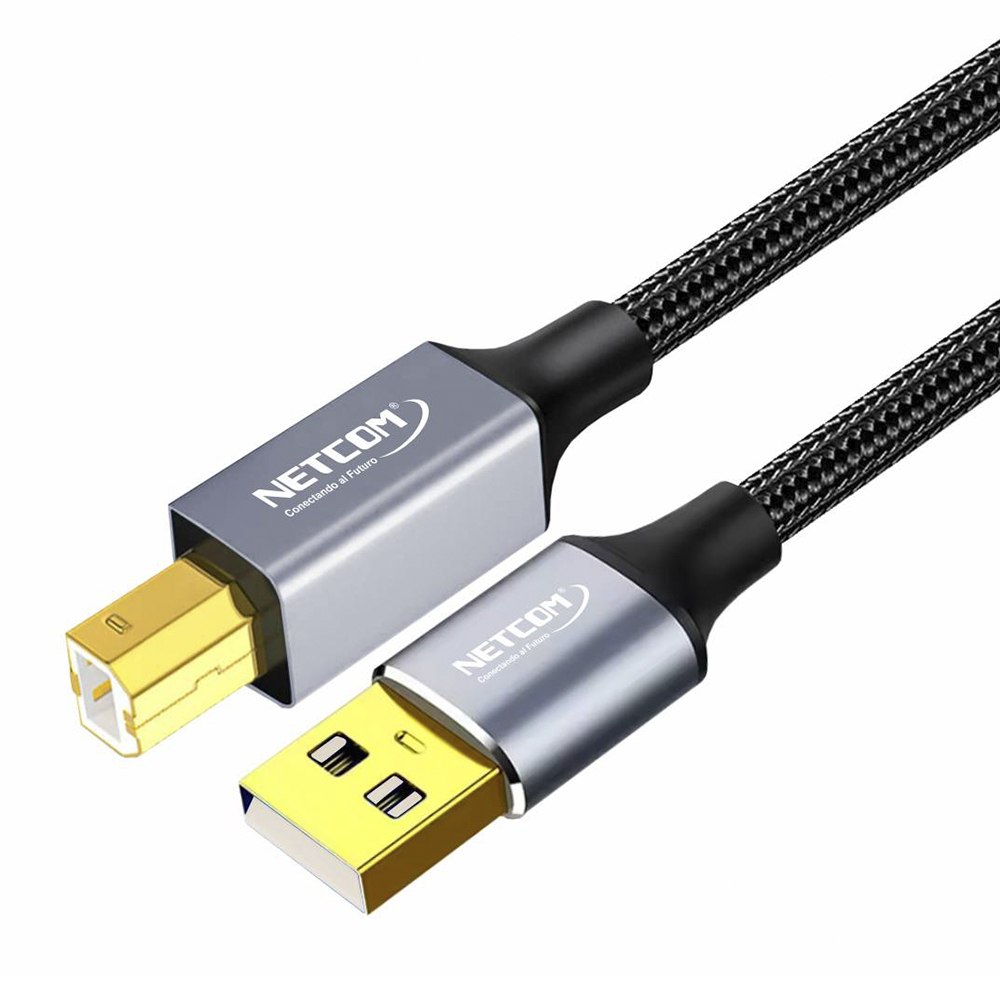 CABLE USB 2.0 PARA IMPRESORA 3 METROS NETCOM 480MBPS USB A A USB B SANTOFA ELECTRONICS S2057 - 1