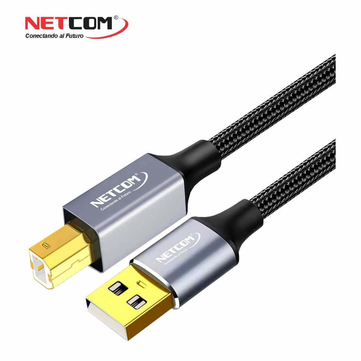 CABLE USB 2.0 PARA IMPRESORA 3 METROS NETCOM 480MBPS USB A A USB B SANTOFA ELECTRONICS S2057 - 3