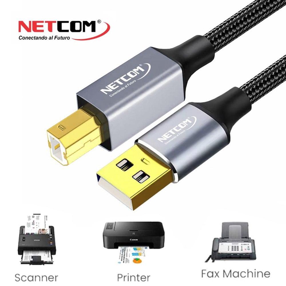 CABLE USB 2.0 PARA IMPRESORA 3 METROS NETCOM 480MBPS USB A A USB B SANTOFA ELECTRONICS S2057 - 5