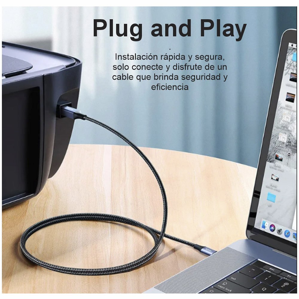 CABLE USB 2.0 PARA IMPRESORA 3 METROS NETCOM 480MBPS USB A A USB B SANTOFA ELECTRONICS S2057 - 8
