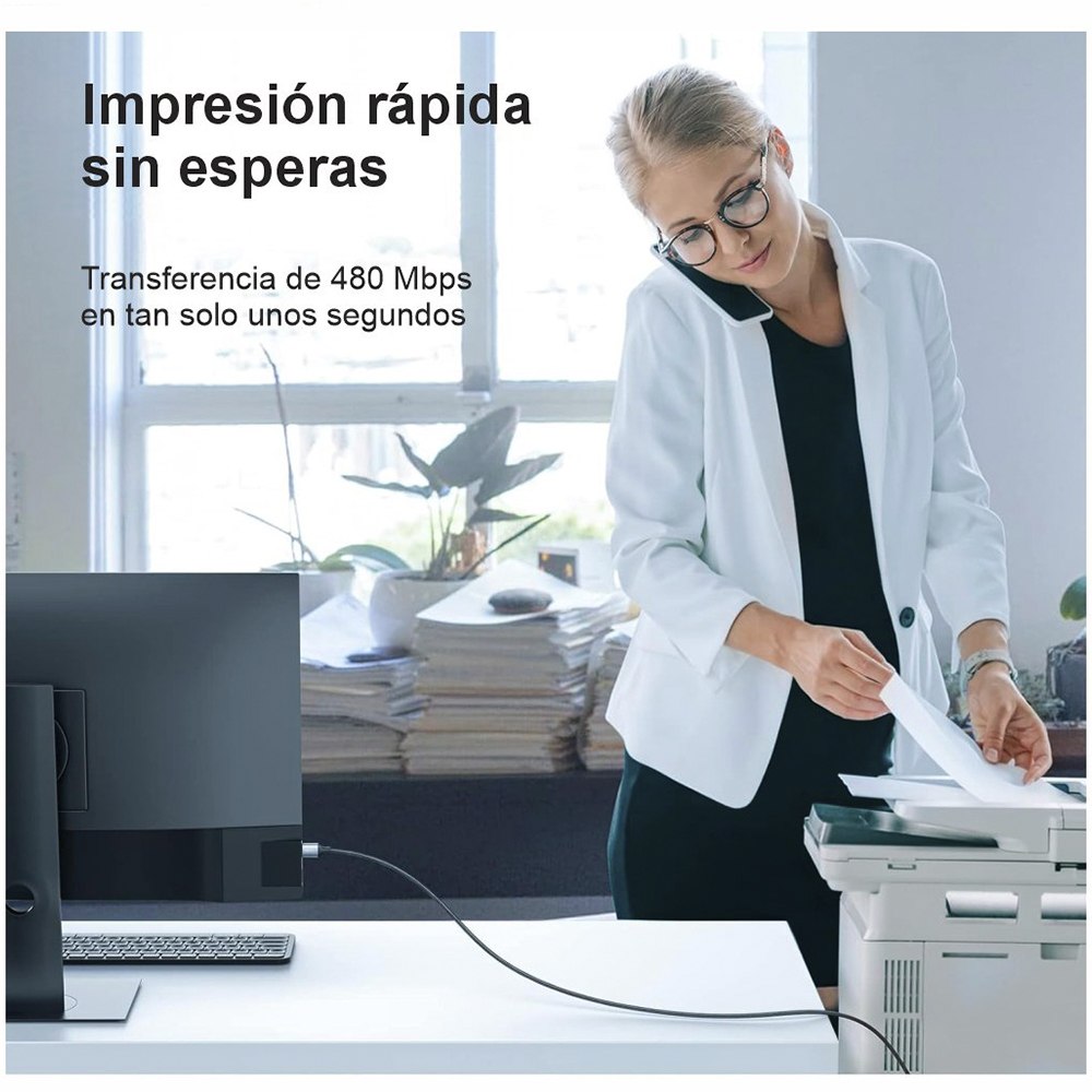 CABLE USB 2.0 PARA IMPRESORA 3 METROS NETCOM 480MBPS USB A A USB B SANTOFA ELECTRONICS S2057 - 9