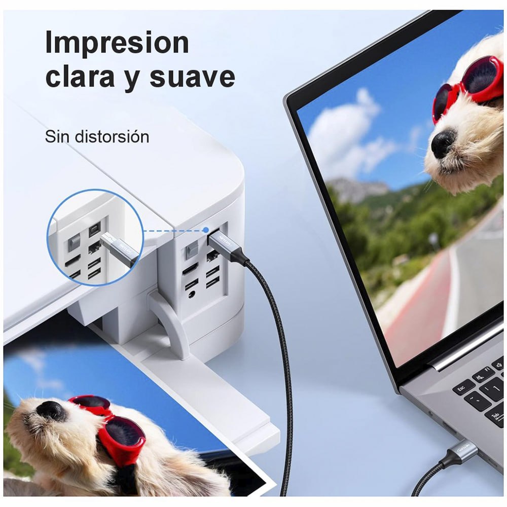 CABLE USB 2.0 PARA IMPRESORA 3 METROS NETCOM 480MBPS USB A A USB B SANTOFA ELECTRONICS S2057 - 10