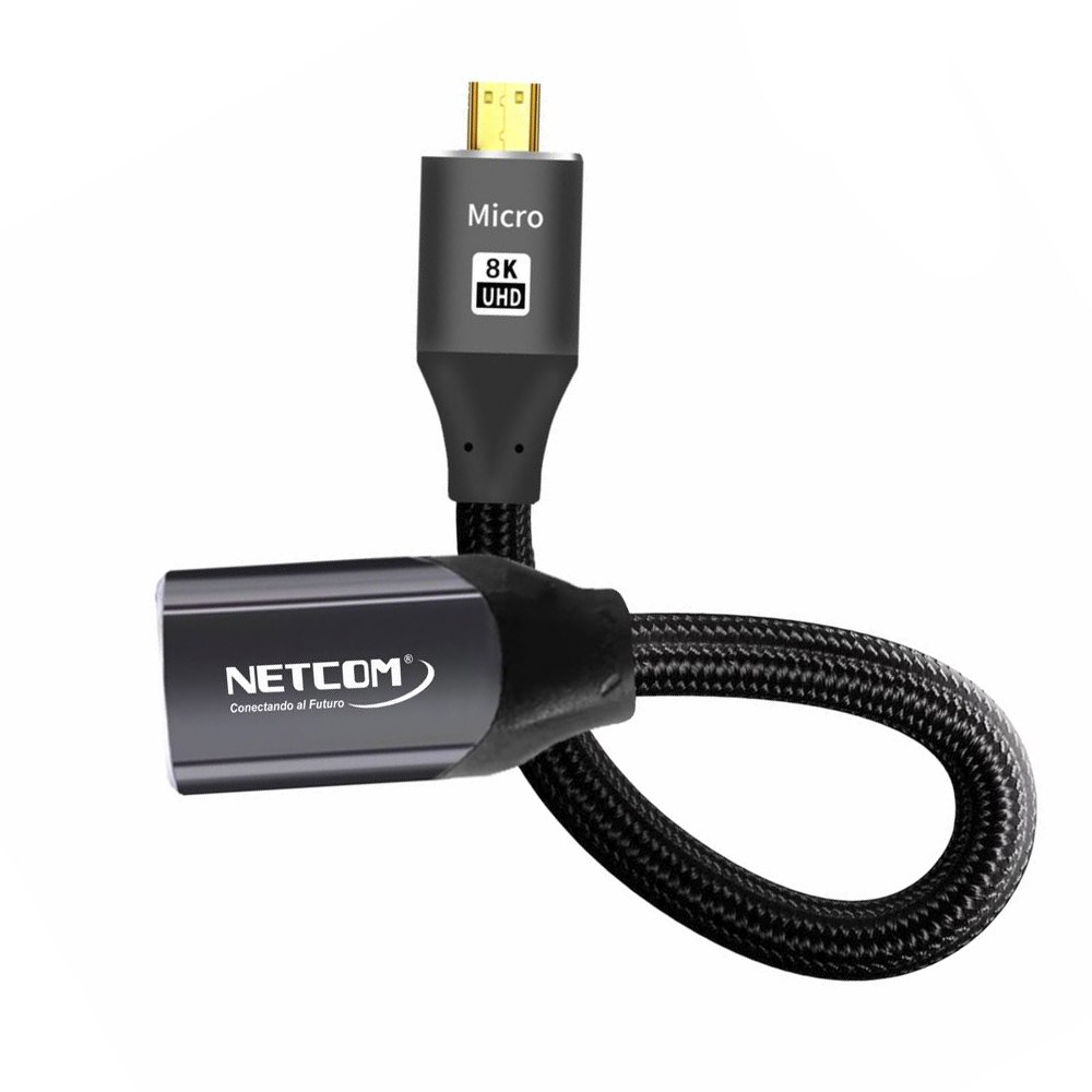 CABLE ADAPTADOR CONVERTIDOR MICRO HDMI A HDMI HEMBRA 8K 60HZ NETCOM 4K 120HZ ALTA VELOCIDAD 48GBPS SANTOFA ELECTRONICS S2059 - 1