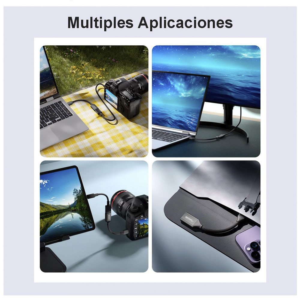 CABLE ADAPTADOR CONVERTIDOR MICRO HDMI A HDMI HEMBRA 8K 60HZ NETCOM 4K 120HZ ALTA VELOCIDAD 48GBPS SANTOFA ELECTRONICS S2059 - 8