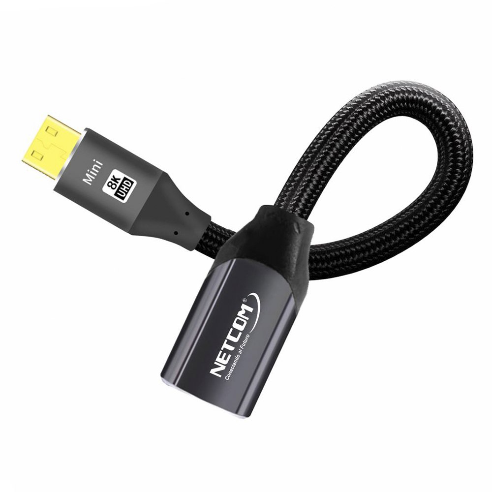 CABLE ADAPTADOR CONVERTIDOR MINI HDMI A HDMI HEMBRA 8K 60HZ NETCOM 4K 120HZ ALTA VELOCIDAD 48GBPS SANTOFA ELECTRONICS S2060 - 1