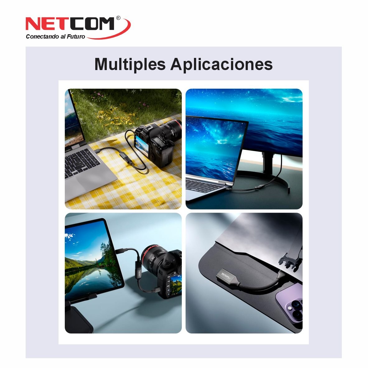 CABLE ADAPTADOR CONVERTIDOR MINI HDMI A HDMI HEMBRA 8K 60HZ NETCOM 4K 120HZ ALTA VELOCIDAD 48GBPS SANTOFA ELECTRONICS S2060 - 4