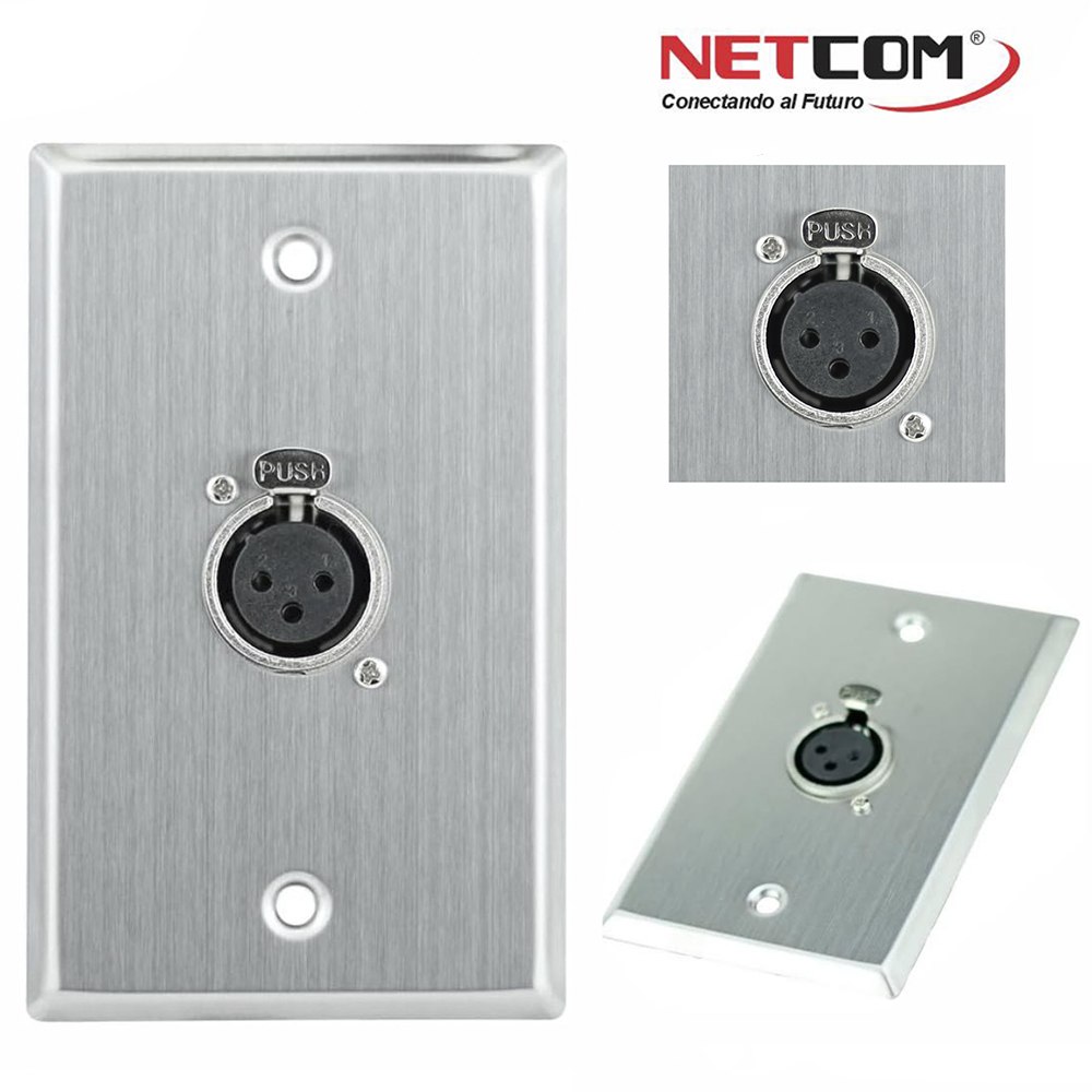 PLACA DE PARED CON CONECTOR XLR HEMBRA DE 3 PINES NETCOM FACEPLATE PARA AUDIO PROFESIONAL SANTOFA ELECTRONICS S2061 - 2