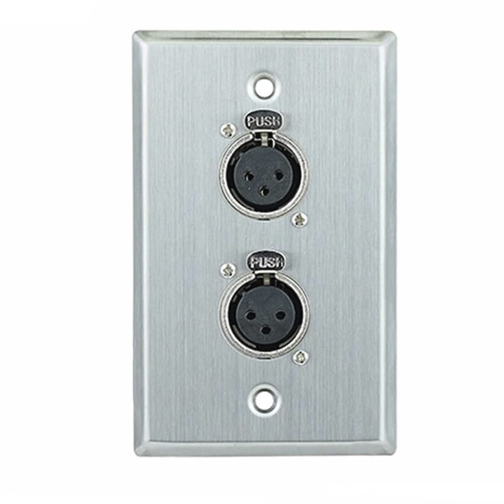 PLACA DE PARED DOBLE CON 2 CONECTORES XLR HEMBRA DE 3 PINES NETCOM FACEPLATE PARA AUDIO PROFESIONAL SANTOFA ELECTRONICS S2062 - 1
