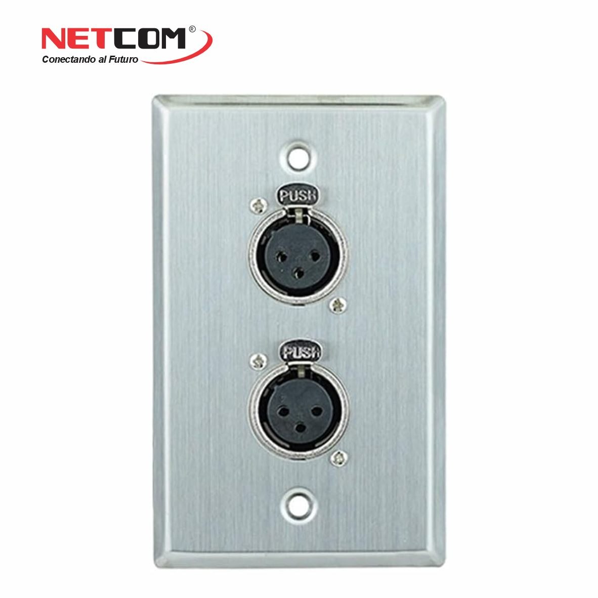PLACA DE PARED DOBLE CON 2 CONECTORES XLR HEMBRA DE 3 PINES NETCOM FACEPLATE PARA AUDIO PROFESIONAL SANTOFA ELECTRONICS S2062 - 4