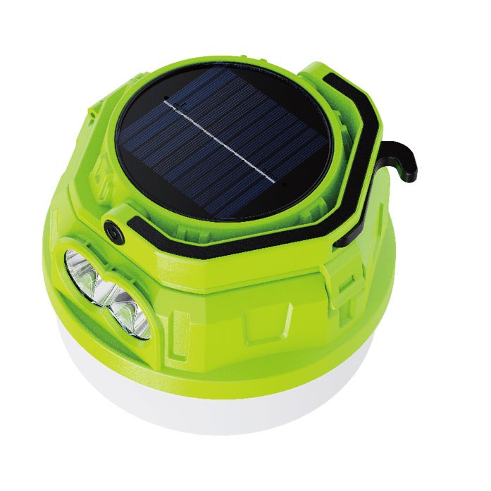 FOCO LINTERNA LED RECARGABLE SOLAR Y USB 100W PARA CAMPING Y EMERGENCIAS VERDE SANTOFA ELECTRONICS S1815 - 2