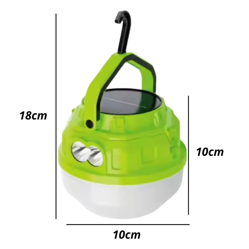 FOCO LINTERNA LED RECARGABLE SOLAR Y USB 100W PARA CAMPING Y EMERGENCIAS VERDE SANTOFA ELECTRONICS S1815 - 5