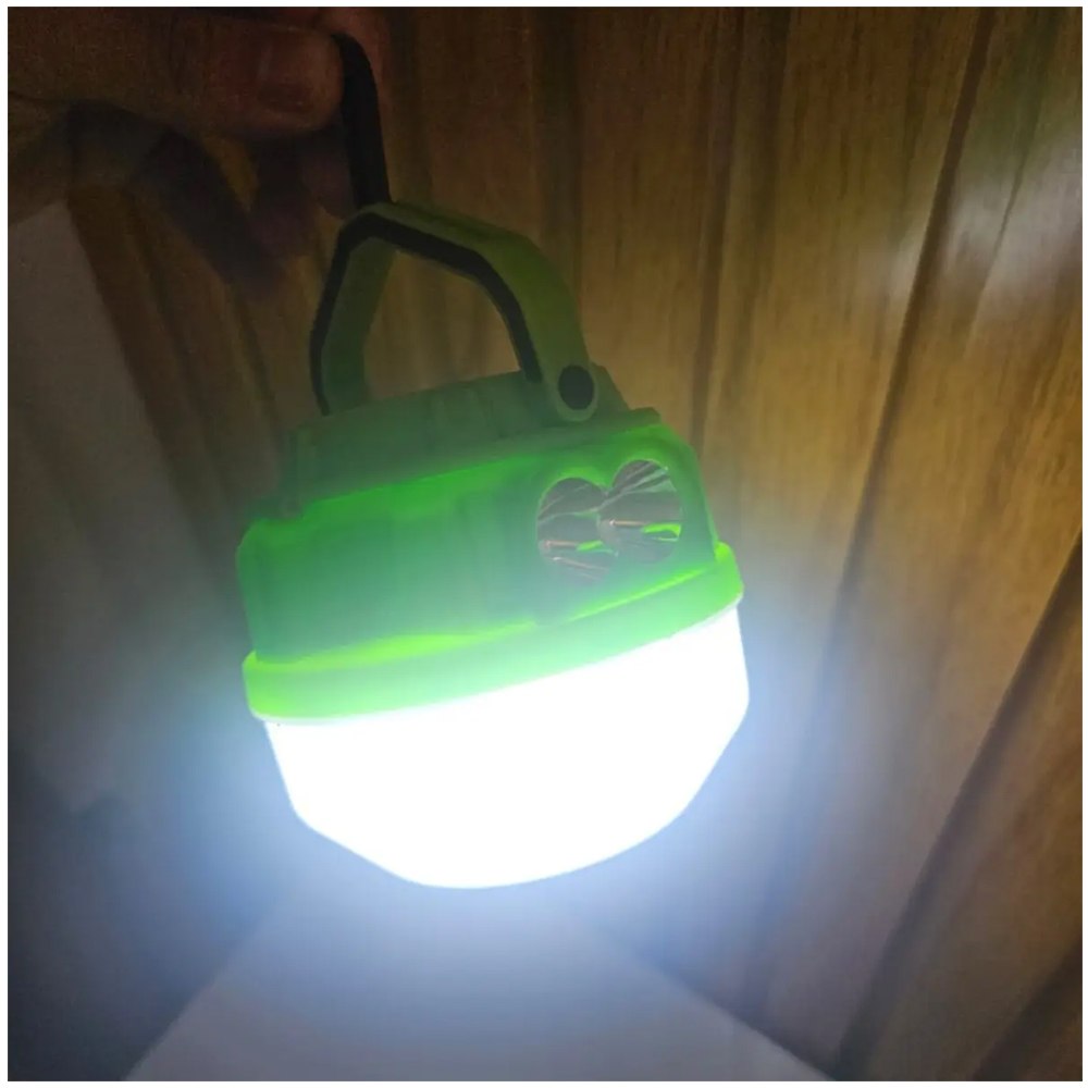 FOCO LINTERNA LED RECARGABLE SOLAR Y USB 100W PARA CAMPING Y EMERGENCIAS VERDE SANTOFA ELECTRONICS S1815 - 8