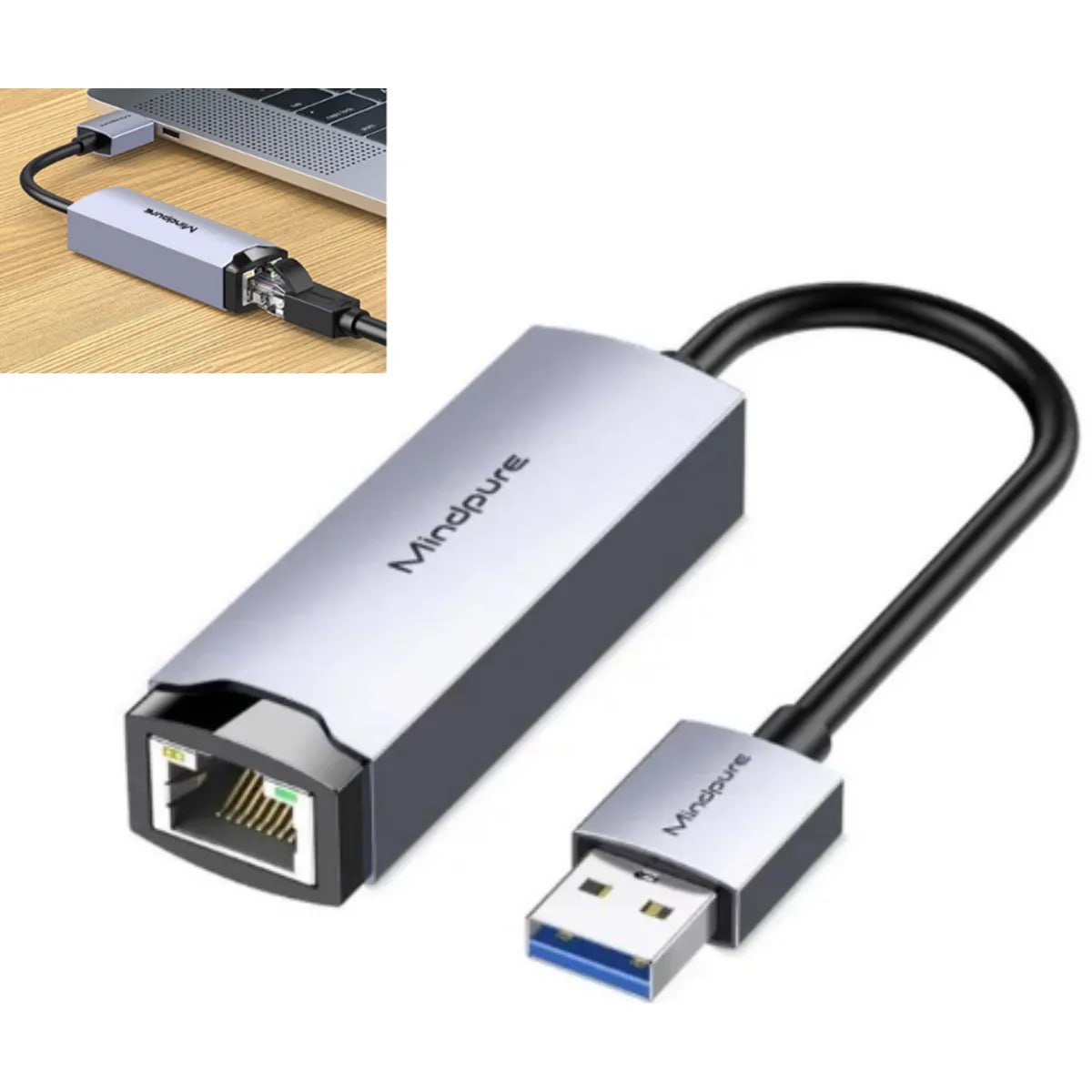 ADAPTADOR DE RED ETHERNET USB 3.0 A RJ45 GIGABIT 1000MBPS MINDPURE  SANTOFA ELECTRONICS S2069 - 2