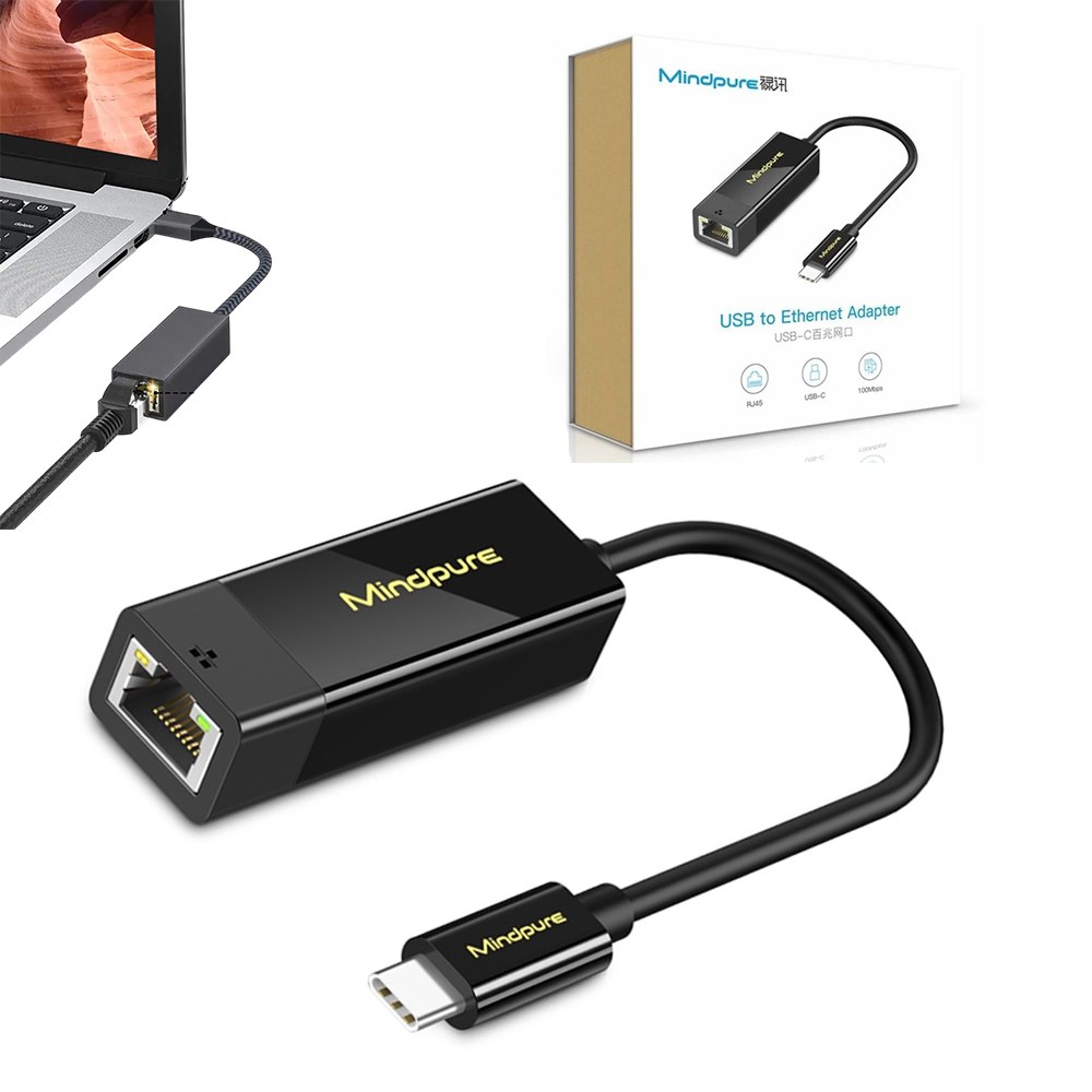 ADAPTADOR DE RED ETHERNET RJ45 A USB TIPO-C 100MBPS MINDPURE SE2070 - 3