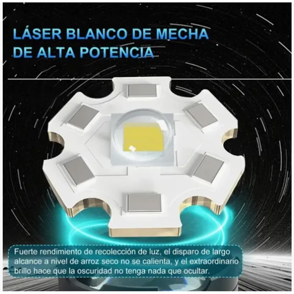 LINTERNA TÁCTICA MILITAR DE ALUMINIO RECARGABLE USB-C 3600MAH CON ZOOM SANTOFA ELECTRONICS S2074 - 7