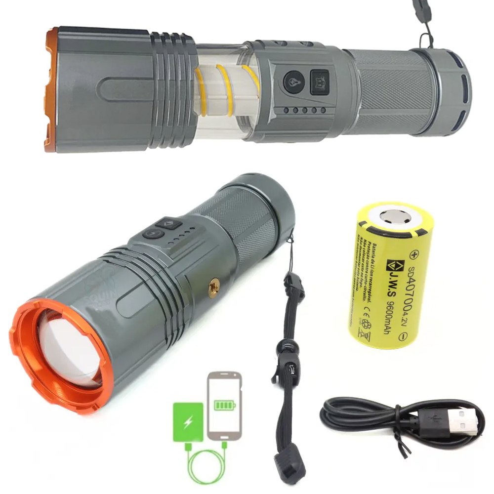 LINTERNA TÁCTICA MULTIFUNCIÓN 2 EN 1 CON LÁMPARA Y POWER BANK 7200MAH SANTOFA ELECTRONICS S2075 - 2
