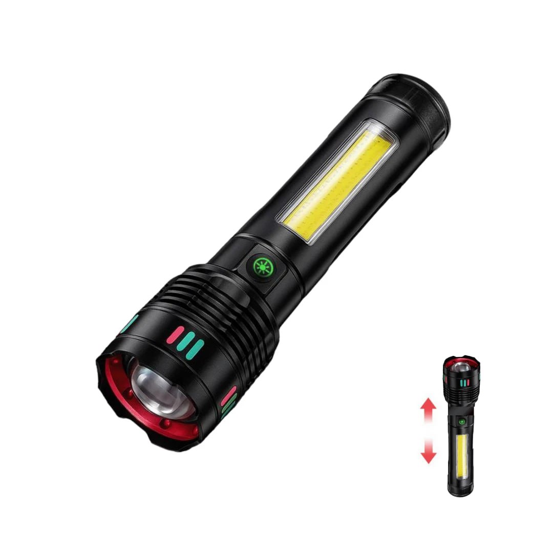 LINTERNA TÁCTICA DE ALUMINIO CON LUZ LATERAL COB Y POWER BANK 6000MAH SANTOFA ELECTRONICS S2076 - 1