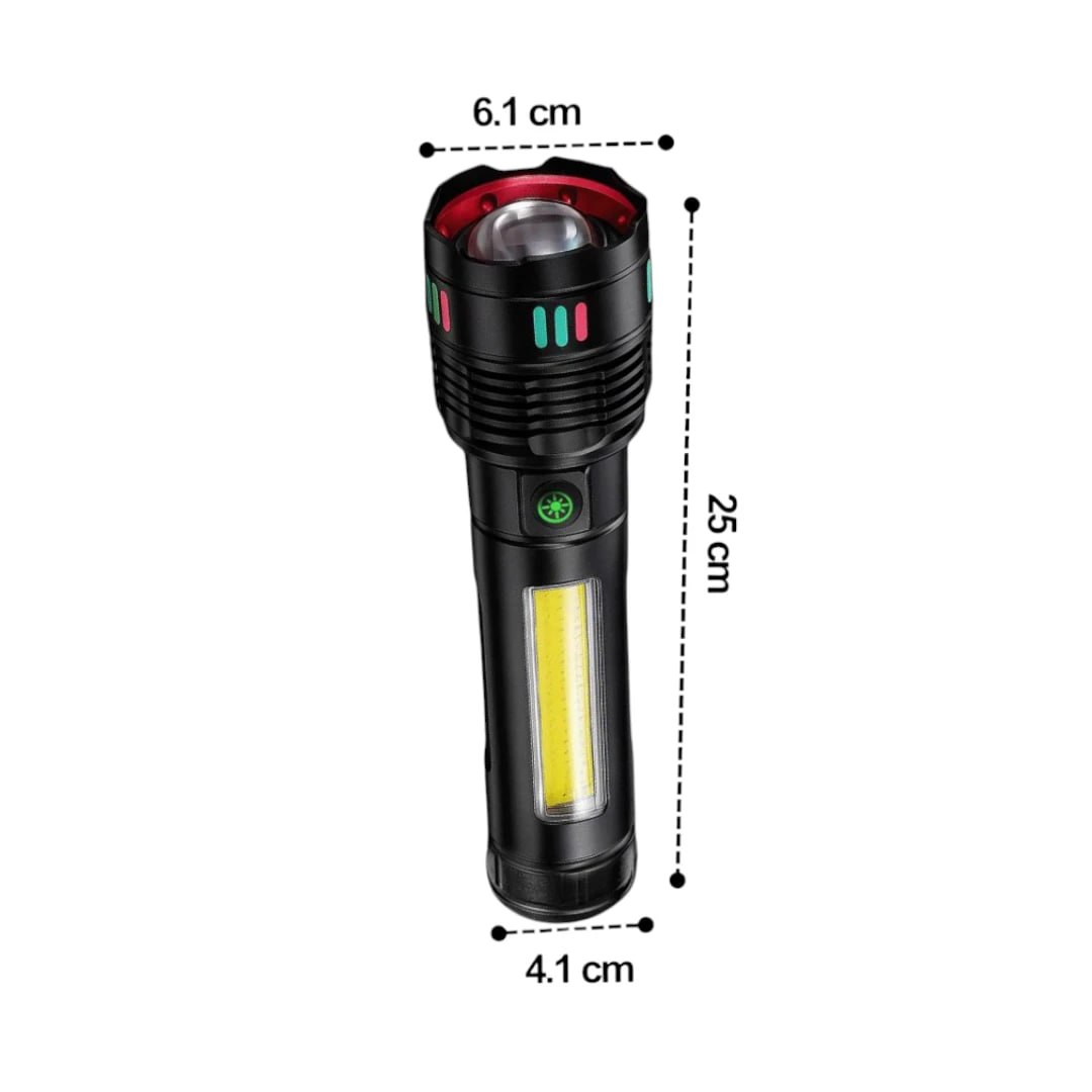 LINTERNA TÁCTICA DE ALUMINIO CON LUZ LATERAL COB Y POWER BANK 6000MAH SANTOFA ELECTRONICS S2076 - 3