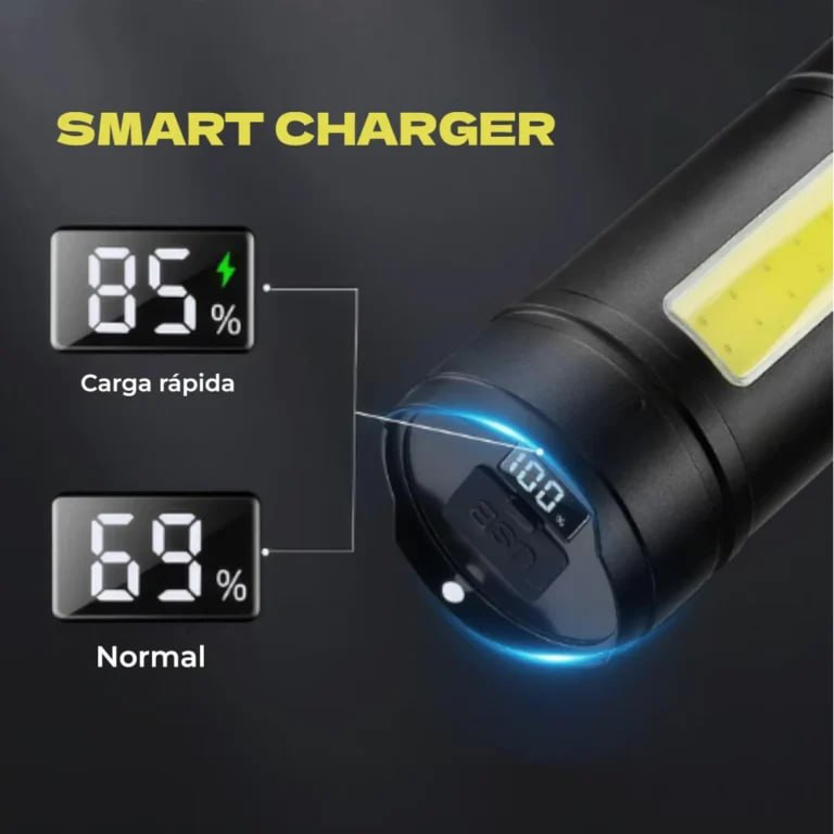 LINTERNA TÁCTICA DE ALUMINIO CON LUZ LATERAL COB Y POWER BANK 6000MAH SANTOFA ELECTRONICS S2076 - 5