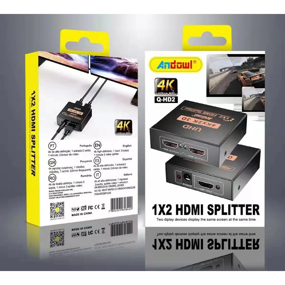 SPLITTER DIVISOR HDMI 1X2 ULTRA HD 4K 3D ANDOWL SANTOFA ELECTRONICS S2079 - 5