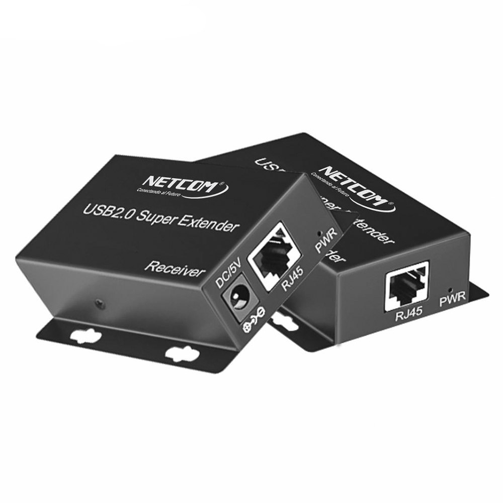 KIT EXTENSOR USB 2.0 DE 4 PUERTOS POR CABLE DE RED RJ45 HASTA 60 METROS NETCOM SANTOFA LECTRONICS S2081 - 1