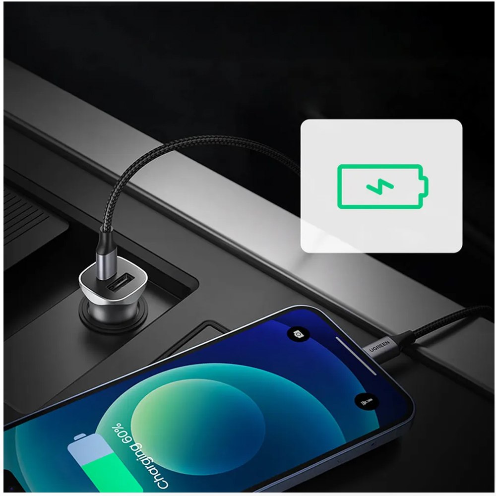 MINI CARGADOR DE AUTO UGREEN 30W CARGA RÁPIDA USB-C Y USB-A SANTOFA ELECTRONICS S2083 - 10