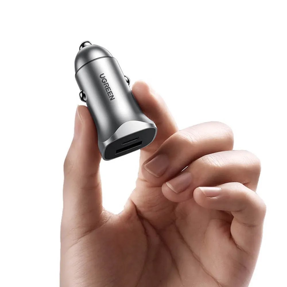 MINI CARGADOR DE AUTO UGREEN 30W CARGA RÁPIDA USB-C Y USB-A SANTOFA ELECTRONICS S2083 - 4
