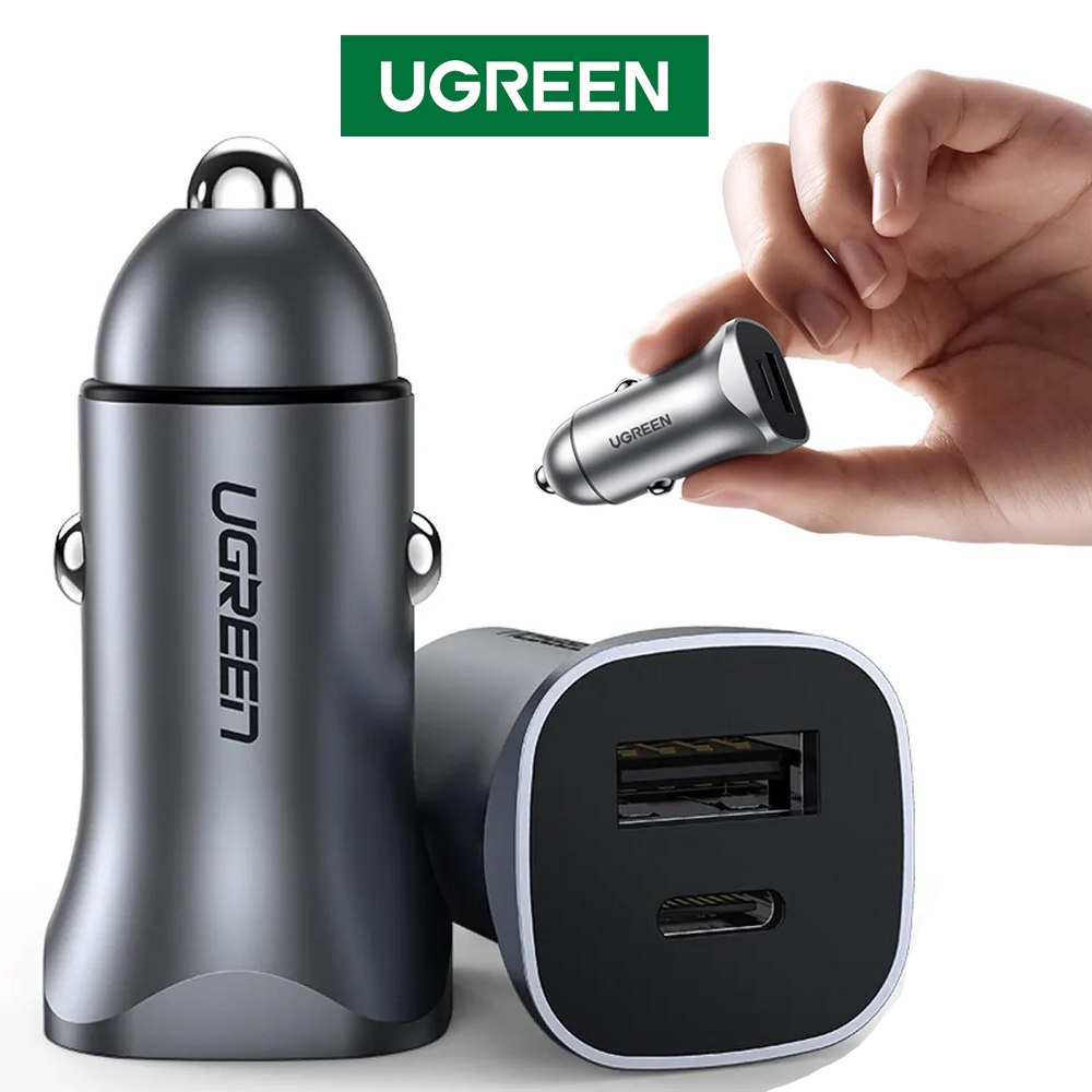 MINI CARGADOR DE AUTO UGREEN 30W CARGA RÁPIDA USB-C Y USB-A SANTOFA ELECTRONICS S2083 - 6