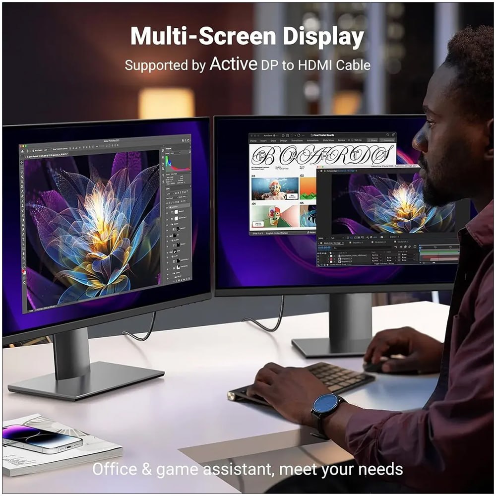 CABLE ACTIVO DISPLAYPORT A HDMI 4K@60HZ HDR UGREEN 3 METROS SANTOFA ELECTRONICS S2084 - 6