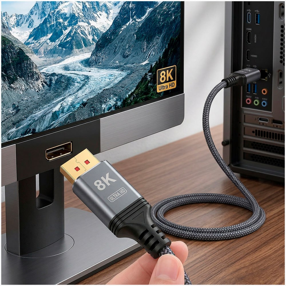 CABLE DISPLAYPORT A DISPLAYPORT 8K ULTRA HD PREMIUM TRENZADO 2 METROS SANTOFA ELECTRONICS S2085 - 5
